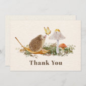 Igel Pilze Butterfly Babydusche Dankeskarte (Vorne/Hinten)