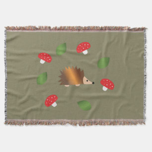 Igel Pilze und Blätter Decke