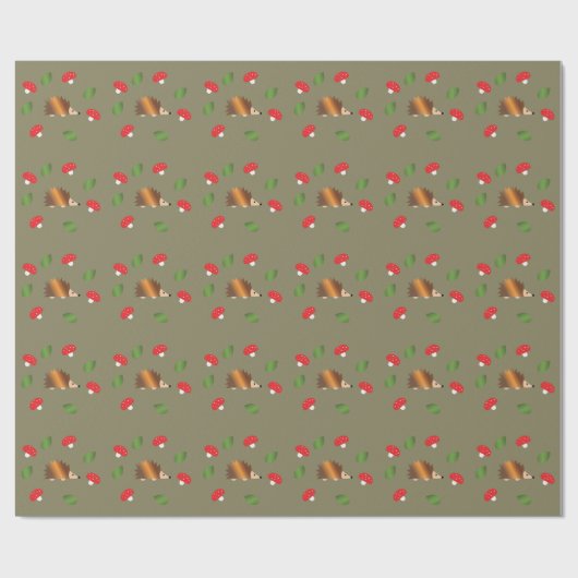 Igel Pilze und Blätter Geschenkpapier (Flach)