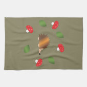 Igel Pilze und Blätter Geschirrtuch (Horizontal)