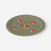 Igel-Pilze und -Blätter Pappteller (Schrägansicht)