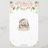 Igel Pink Blütenbrunnen Wünsche für Babykarte (Rückseite)