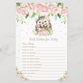 Igel Pink Blütenbrunnen Wünsche für Babykarte (Vorne/Hinten)