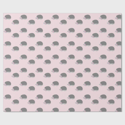 Igel Pink und Grau Umhüllungspapier Geschenkpapier (Flach)