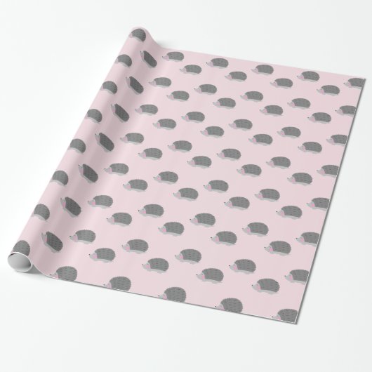 Igel Pink und Grau Umhüllungspapier Geschenkpapier (Ungerollt)