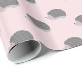 Igel Pink und Grau Umhüllungspapier Geschenkpapier