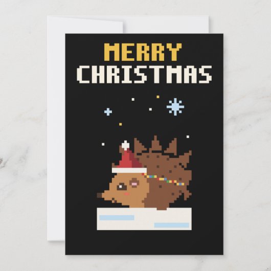 Igel-Pixel-Art-Weihnachtskarte Feiertagskarte (Vorderseite)