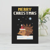 Igel-Pixel-Art-Weihnachtskarte Feiertagskarte (Stehend Vorderseite)