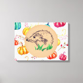 Igel Pumpkins Fall Canvas Print Leinwanddruck (Vorderseite)