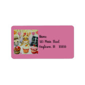 Igel Rabbit Skunk & Cupcakes Adressaufkleber (Vorne)