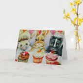 Igel Rabbit Skunk & Cupcakes Karte (Gelbe Blume)