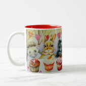 Igel Rabbit Skunk & Cupcakes Zweifarbige Tasse (Links)