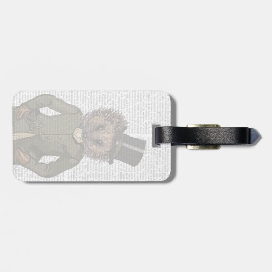 Igel Rider Portrait Gepäckanhänger (Rückseite horizontal)