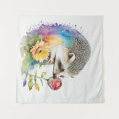 Igel riecht nach einer rote Rose Wandteppich (Vorderseite (Horizontal))