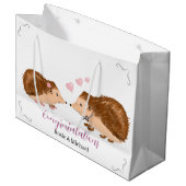 Igel romantische Hochzeit oder Verlobung Große Geschenktüte (Vorderseite Schrägansicht)