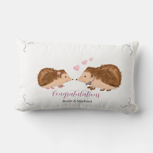 Igel romantische Hochzeit oder Verlobung Lendenkissen (Rückseite)