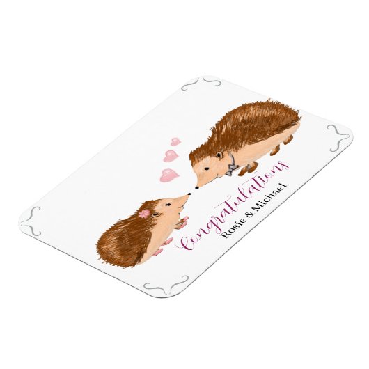 Igel romantische Hochzeit oder Verlobung Magnet (Linke Seite)