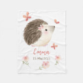Igel rosa 1 - Aquarell-Design | personalisierbare Fleecedecke (Vorderseite)