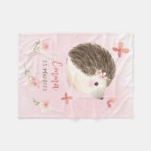 Igel rosa 2 - Aquarell-Design | personalisierbare Fleecedecke (Vorderseite (Horizontal))