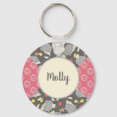 Igel Rosa Muster Schlüsselanhänger (Vorderseite)
