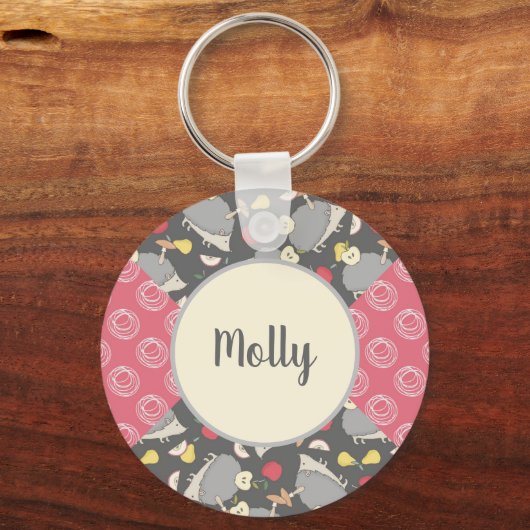 Igel Rosa Muster Schlüsselanhänger (Vorderseite)