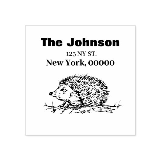 Igel Rücksendeadresse und Familienname Gummistempel (Prägung)