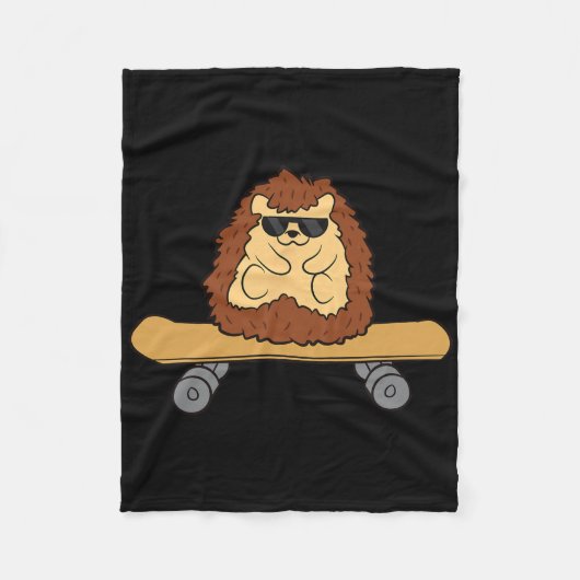 Igel Skateboard Lustiges Skateboardfahren Igel  Fleecedecke (Vorderseite)