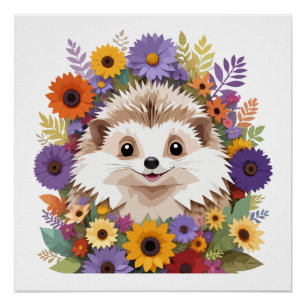 Igel spielerisch Adorable Fun Tierfarben Cool Poster