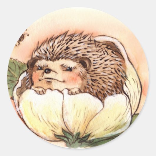 Igel Spring Blume Baby Runder Aufkleber (Vorderseite)