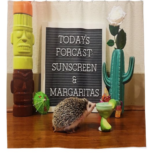 Igel Sunscreen und Margaritas Duschvorhang (Vorderseite)