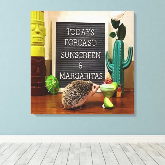 Igel Sunscreen und Margaritas Leinwanddruck (Insitu (Holzboden))