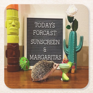 Igel Sunscreen und Margaritas Rechteckiger Pappuntersetzer