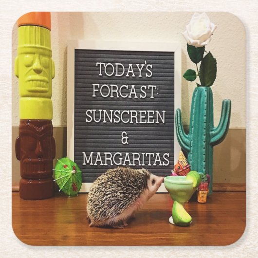 Igel Sunscreen und Margaritas Rechteckiger Pappuntersetzer (Vorderseite)