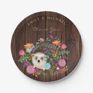 Igel-Teller aus Holz Rustikale Wasserfarbe Pappteller