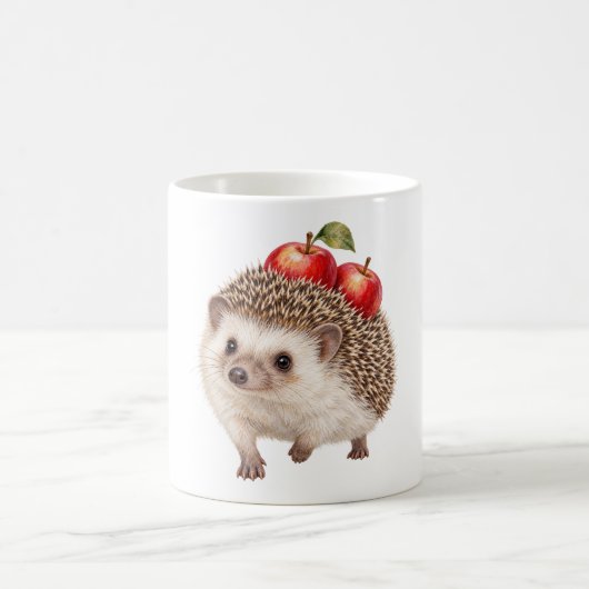 Igel trägt rote Äpfel Kaffeetasse (Mittel)