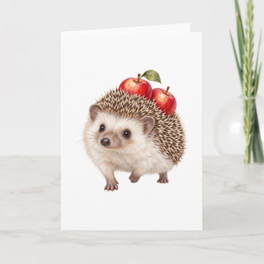 Igel trägt rote Äpfel Karte (Vorderseite)