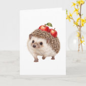 Igel trägt rote Äpfel Karte (Gelbe Blume)