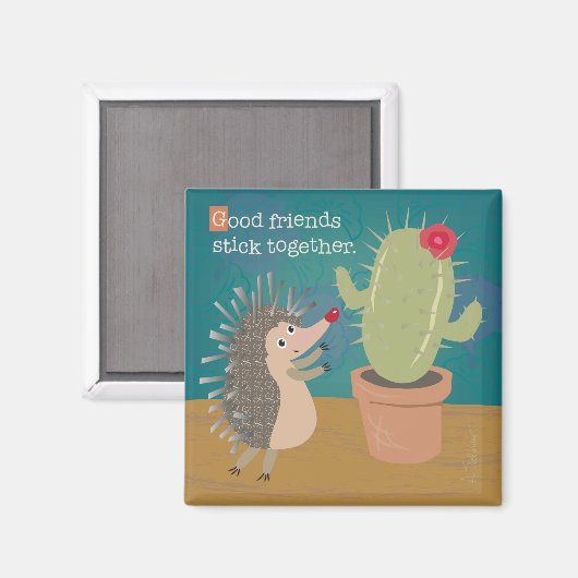 Igel trifft Cactus Magnet (Vorderseite/Rückseite)
