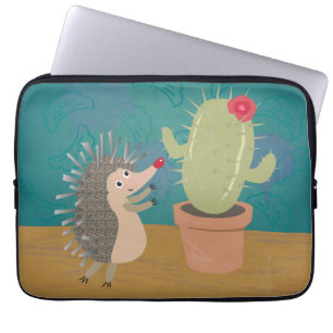 Igel trifft Kaktus-Laptop-Hülse Laptopschutzhülle