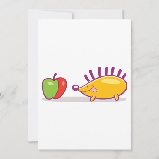 Igel und Apfel Einladung (Vorderseite)