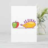 Igel und Apfel Einladung (Stehend Vorderseite)