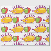 Igel und Apfel Geschenkpapier (Flach)
