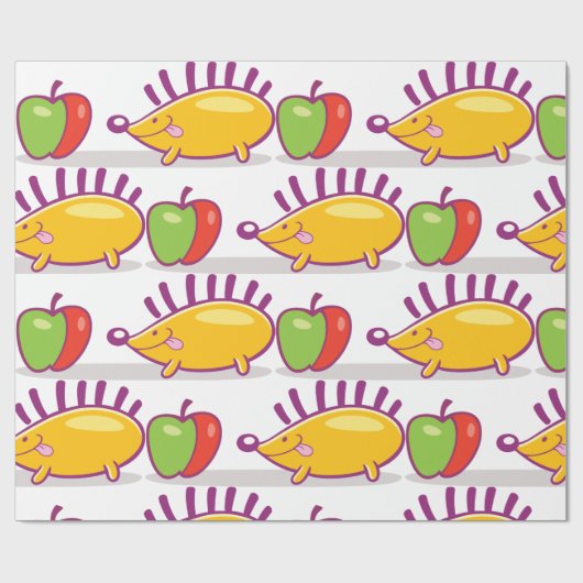 Igel und Apfel Geschenkpapier (Flach)