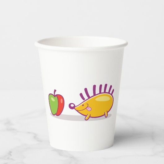 Igel und Apfel Pappbecher (Vorderseite)