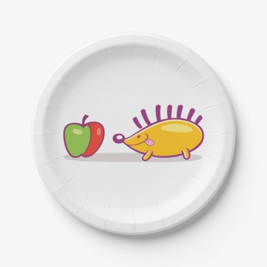 Igel und Apfel Pappteller (Vorderseite)