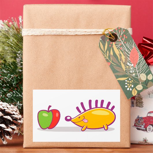 Igel und Apfel Rechteckiger Aufkleber