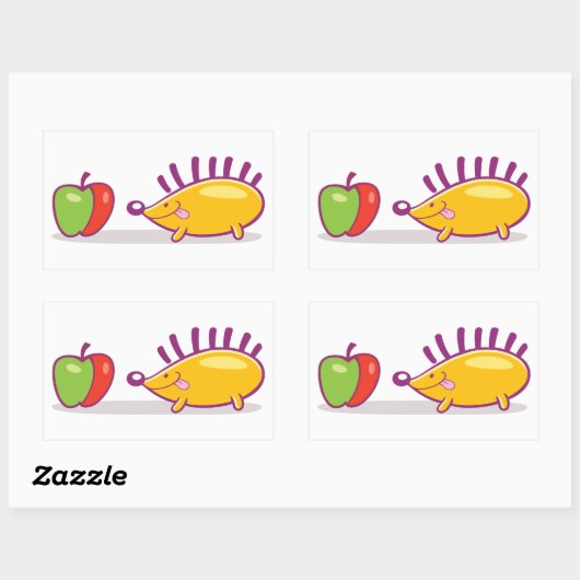 Igel und Apfel Rechteckiger Aufkleber (Blatt)