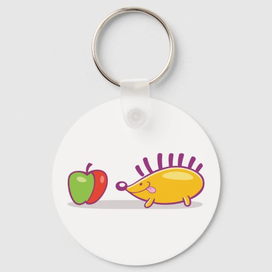 Igel und Apfel Schlüsselanhänger (Vorderseite)