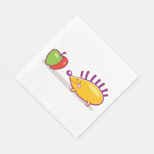 Igel und Apfel Serviette (Ecke)