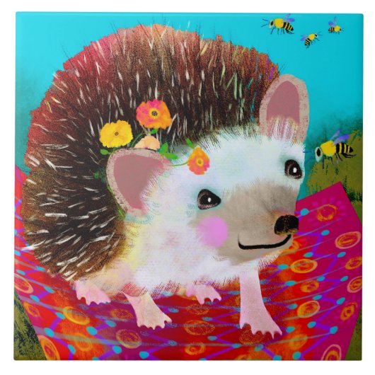 Igel und Bienen Keramik Küche Fliese (Vorderseite)